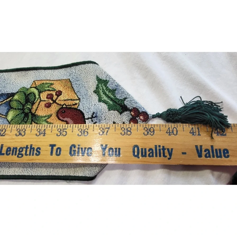 Vintage Christmas Santa Claus Woven Tapestry Bell Pull Wall Hanging 42x7.5